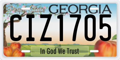 GA license plate CIZ1705