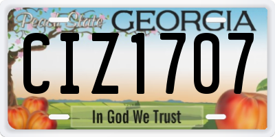 GA license plate CIZ1707