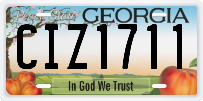 GA license plate CIZ1711
