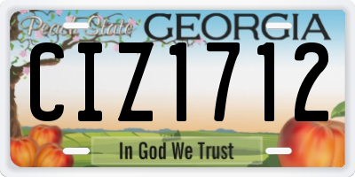 GA license plate CIZ1712