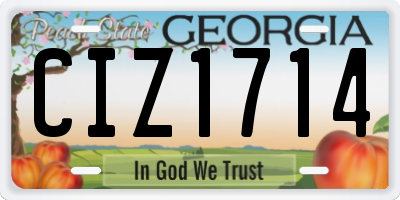GA license plate CIZ1714