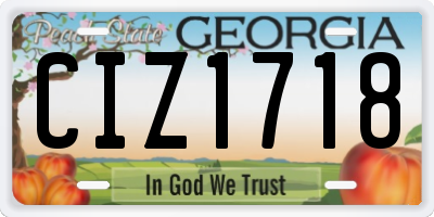 GA license plate CIZ1718