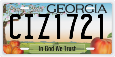 GA license plate CIZ1721