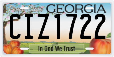 GA license plate CIZ1722