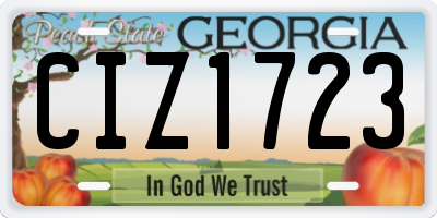 GA license plate CIZ1723