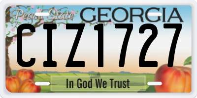 GA license plate CIZ1727