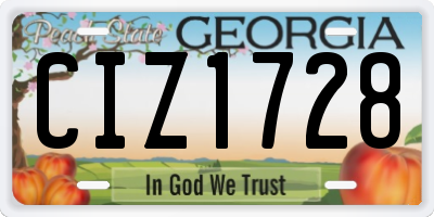 GA license plate CIZ1728