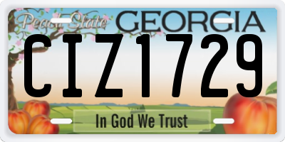 GA license plate CIZ1729