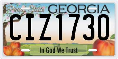 GA license plate CIZ1730