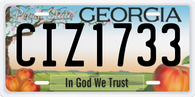 GA license plate CIZ1733