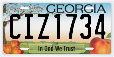 GA license plate CIZ1734