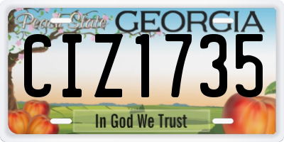 GA license plate CIZ1735