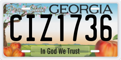 GA license plate CIZ1736