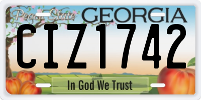 GA license plate CIZ1742