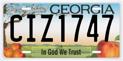 GA license plate CIZ1747