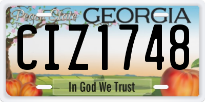 GA license plate CIZ1748