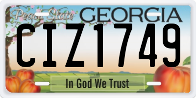 GA license plate CIZ1749