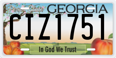 GA license plate CIZ1751