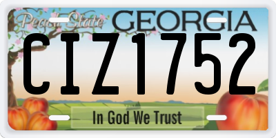 GA license plate CIZ1752