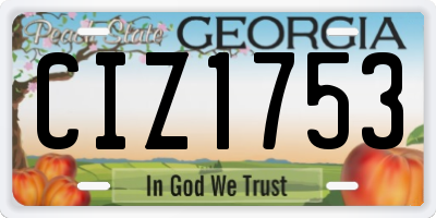 GA license plate CIZ1753