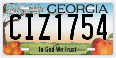 GA license plate CIZ1754