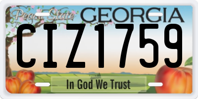 GA license plate CIZ1759