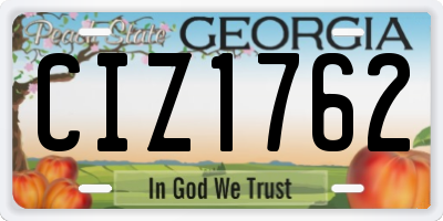 GA license plate CIZ1762