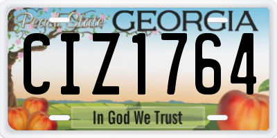 GA license plate CIZ1764