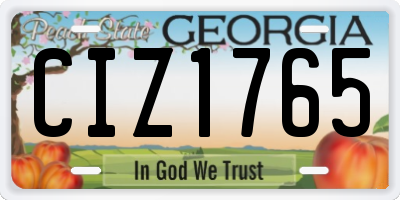 GA license plate CIZ1765
