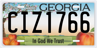 GA license plate CIZ1766