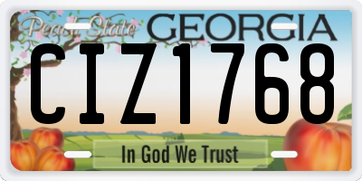 GA license plate CIZ1768