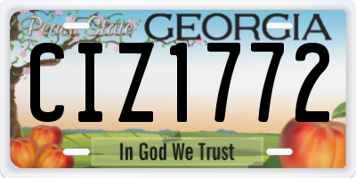 GA license plate CIZ1772