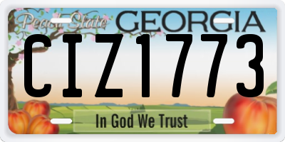 GA license plate CIZ1773