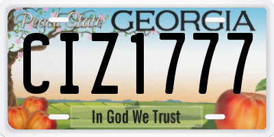 GA license plate CIZ1777