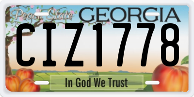 GA license plate CIZ1778