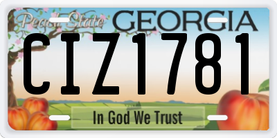GA license plate CIZ1781