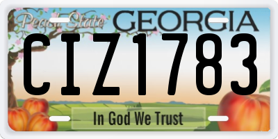 GA license plate CIZ1783