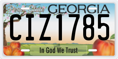 GA license plate CIZ1785
