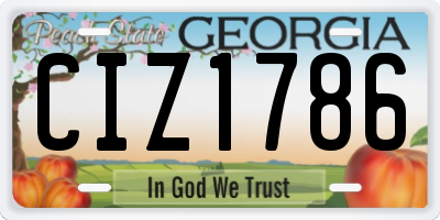 GA license plate CIZ1786