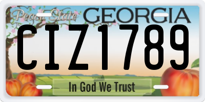 GA license plate CIZ1789