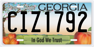 GA license plate CIZ1792