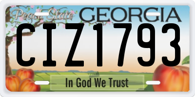 GA license plate CIZ1793