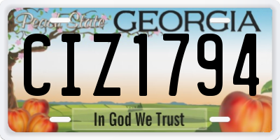 GA license plate CIZ1794