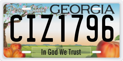 GA license plate CIZ1796