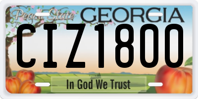 GA license plate CIZ1800