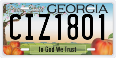 GA license plate CIZ1801