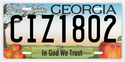GA license plate CIZ1802
