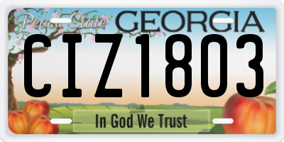 GA license plate CIZ1803