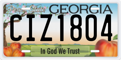 GA license plate CIZ1804