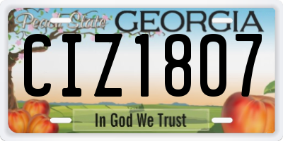 GA license plate CIZ1807
